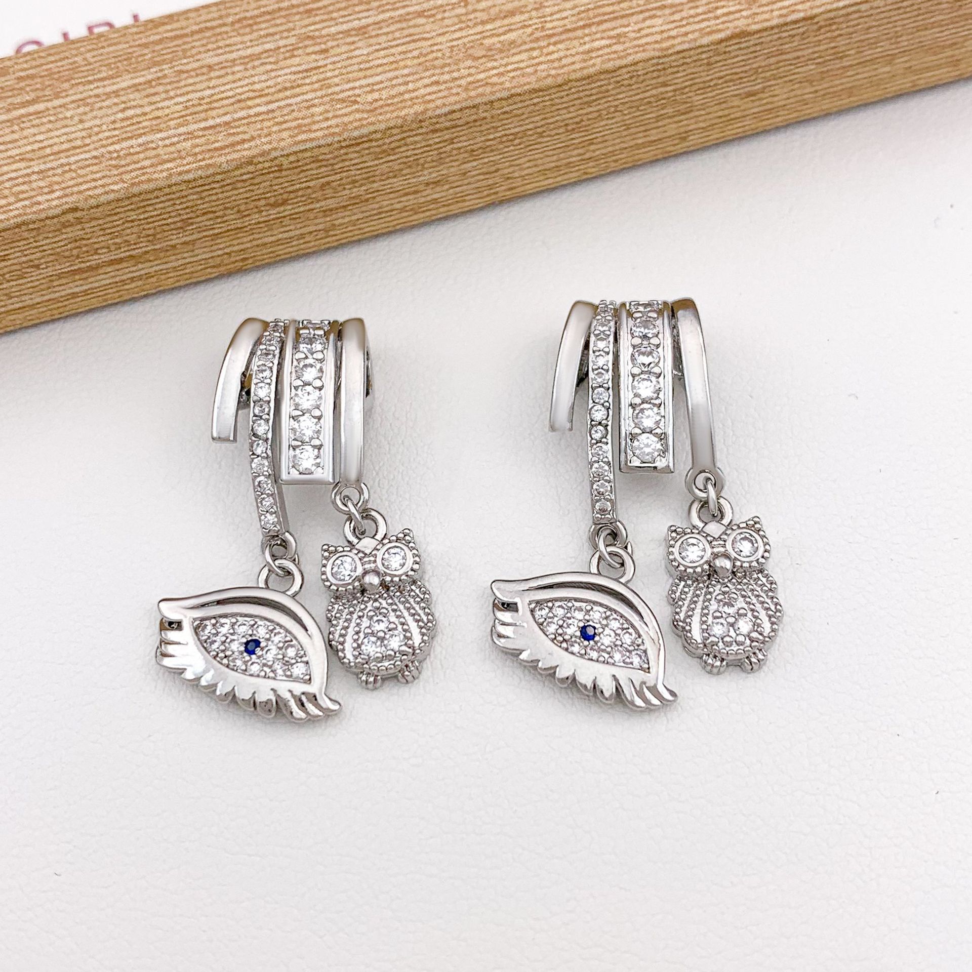 Xl3256 eye owl combination pendant silver
