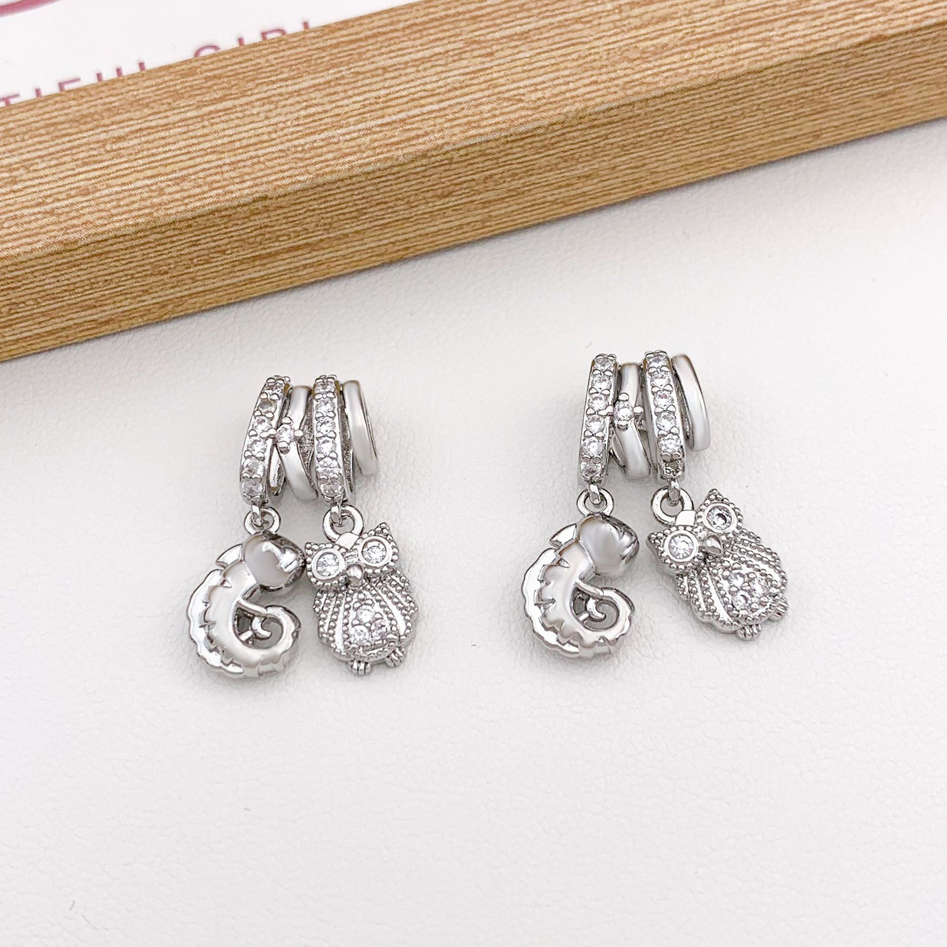 Xl4558 owl little seahorse combination pendant silver