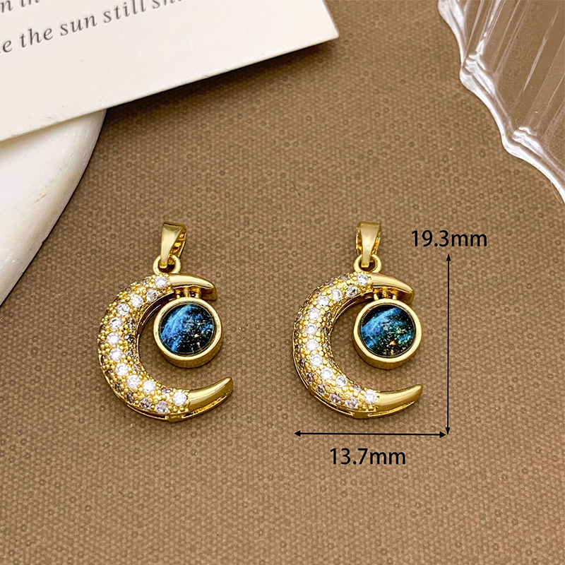 Xl173 moon planet pendant gold