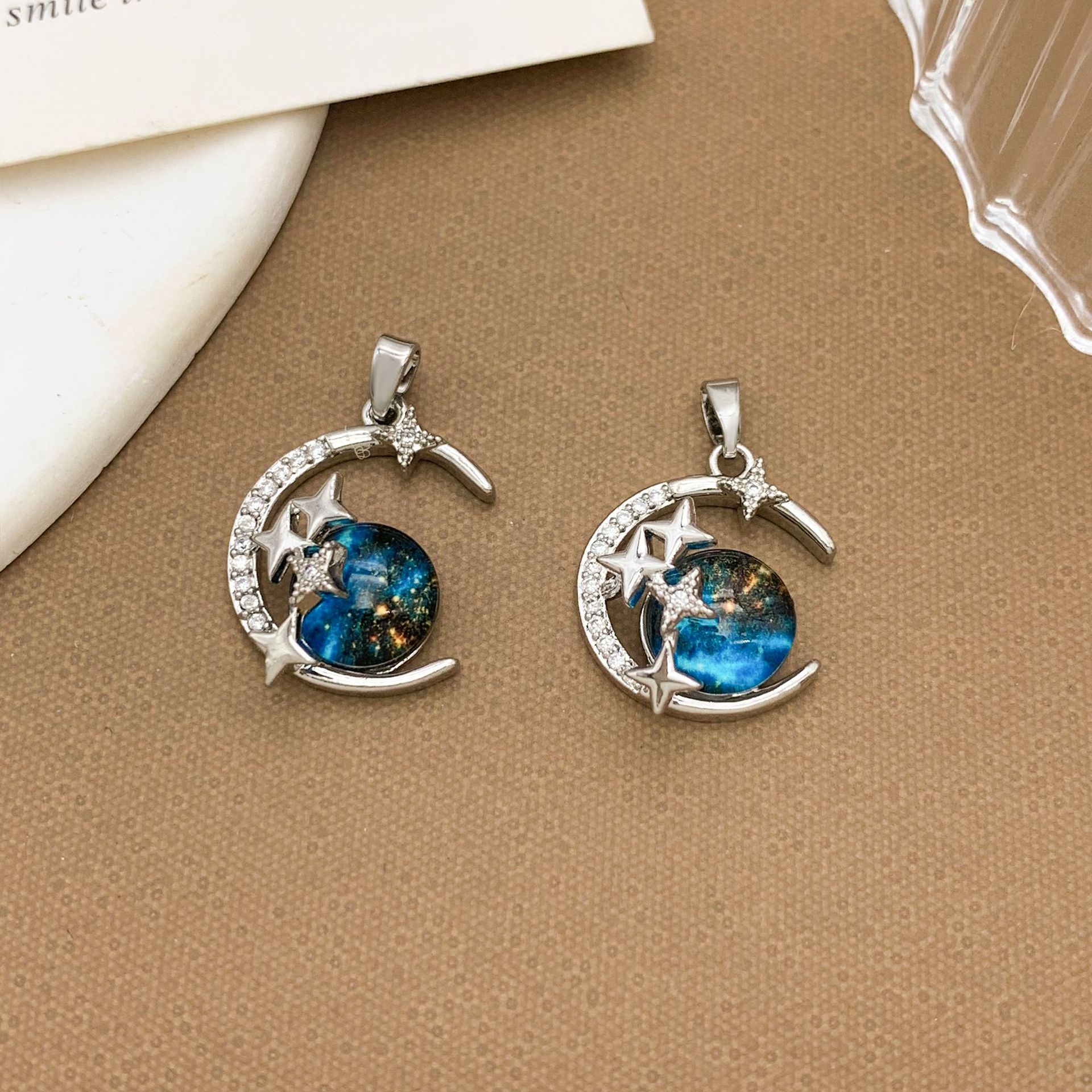 Xl2286 moon cross star pendant silver