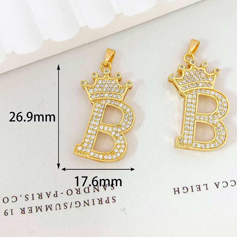 Xl348 crown letter b pendant gold