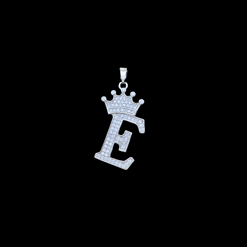 Xl348 crown letter e pendant silver