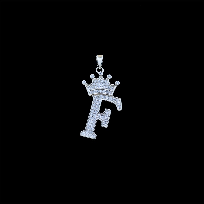 Xl348 crown letter f pendant silver