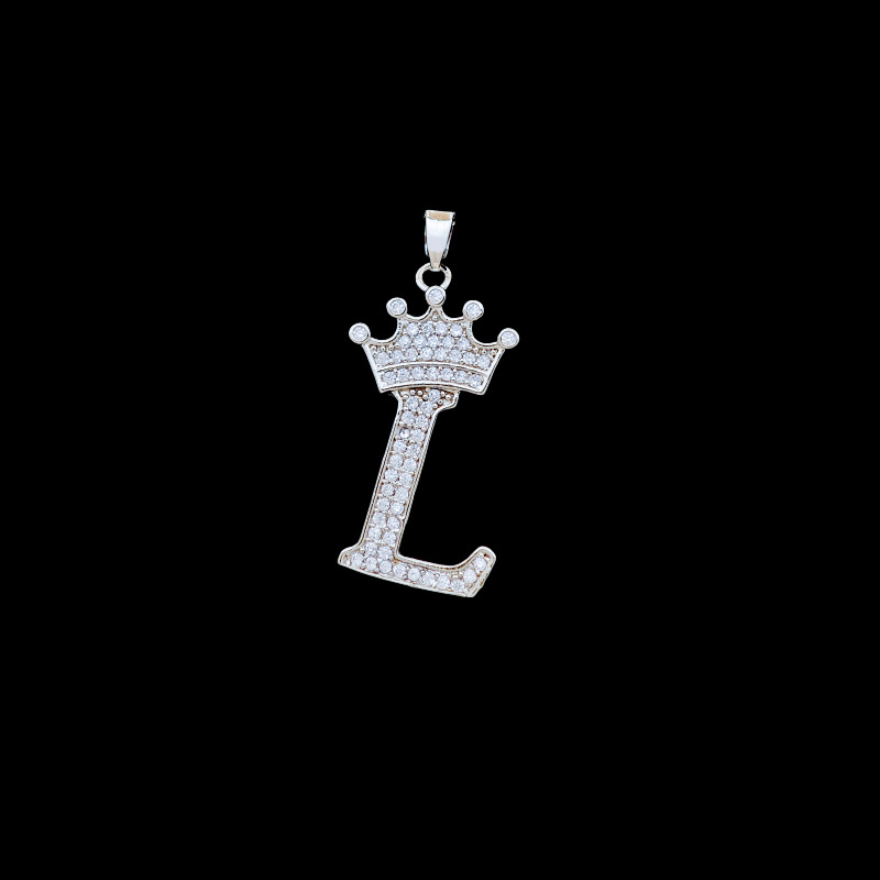 Xl348 crown letter l pendant silver