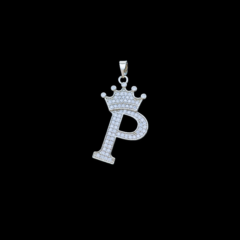 Xl348 crown letter p pendant silver