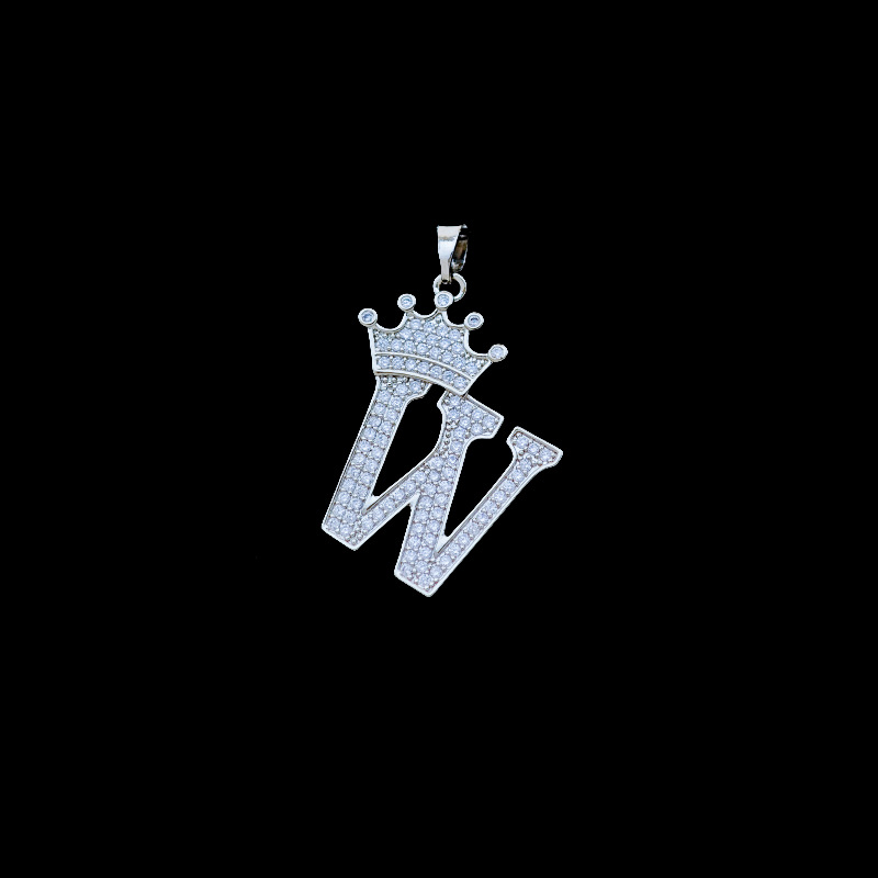 Xl348 crown letter w pendant silver
