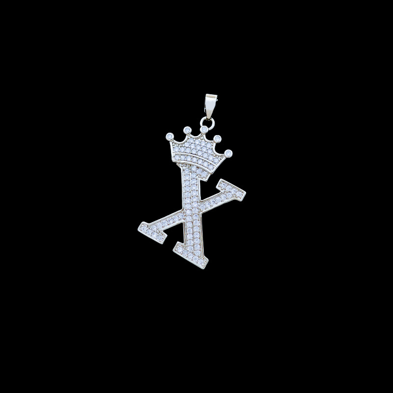 Xl348 crown letter x pendant silver