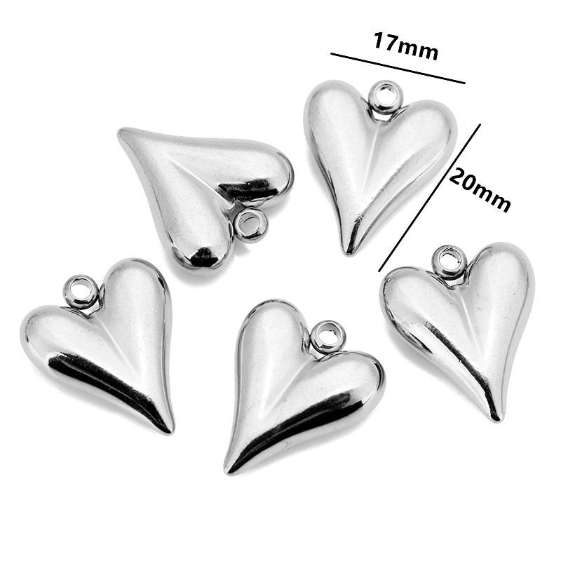 Pointed love steel color 17*20mm
