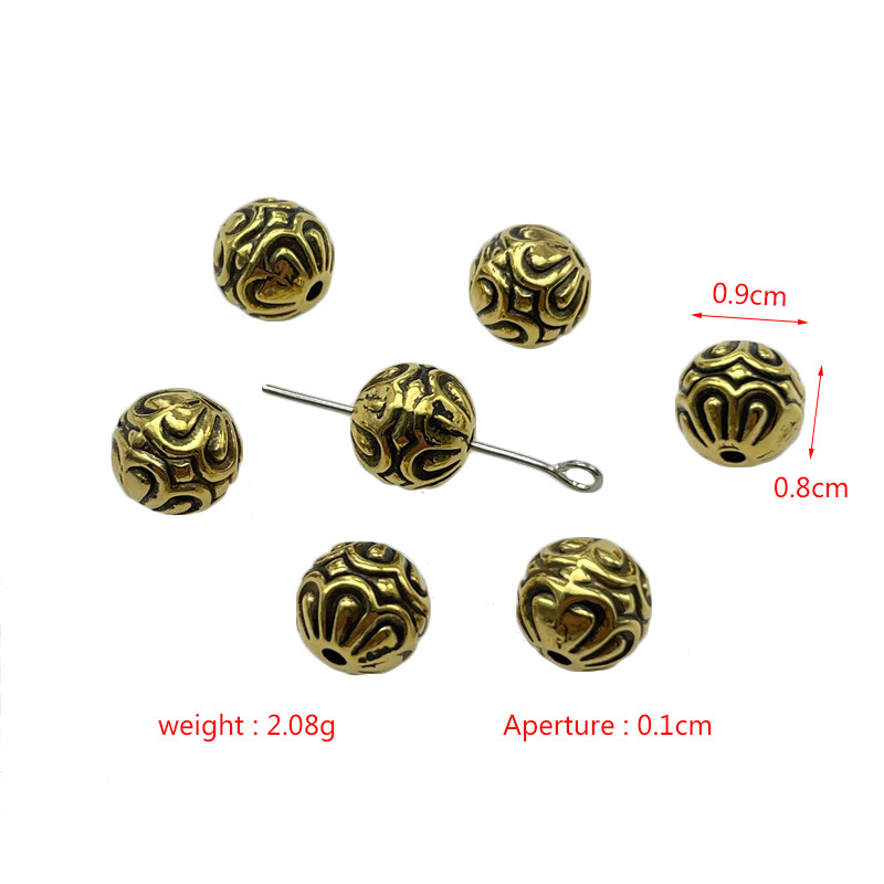 Flower-shaped round beads-ancient gold
