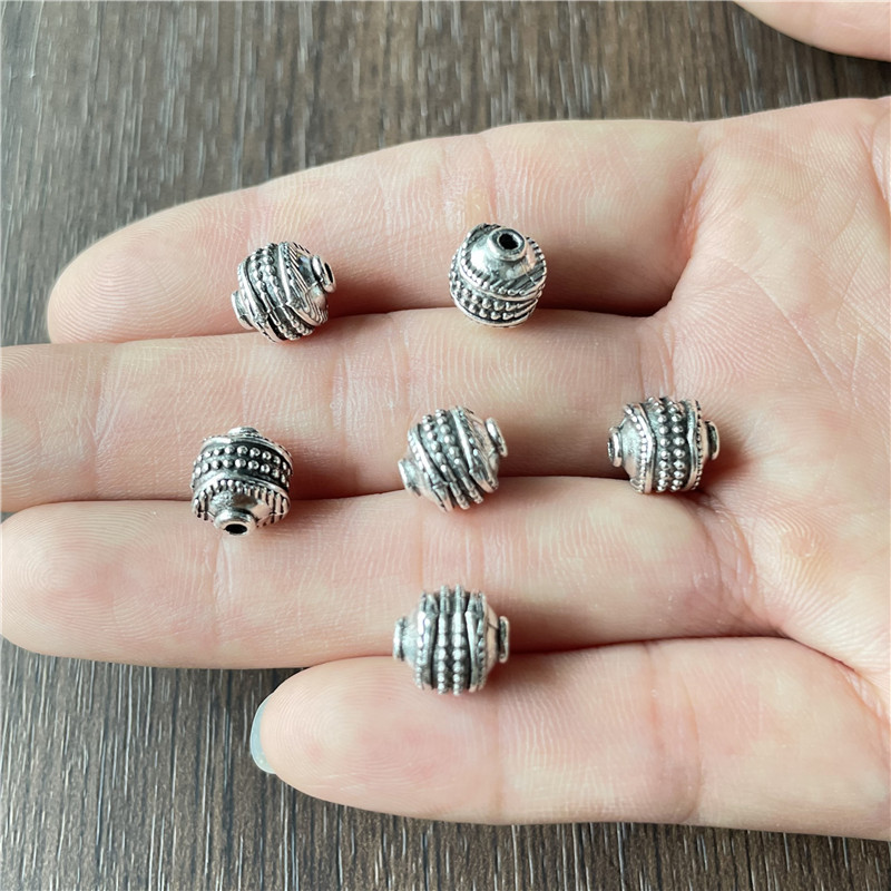 Polka Dot Bead-Ancient Silver