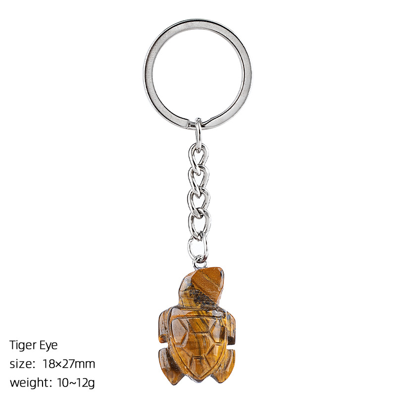 Tiger eye turtle keychain