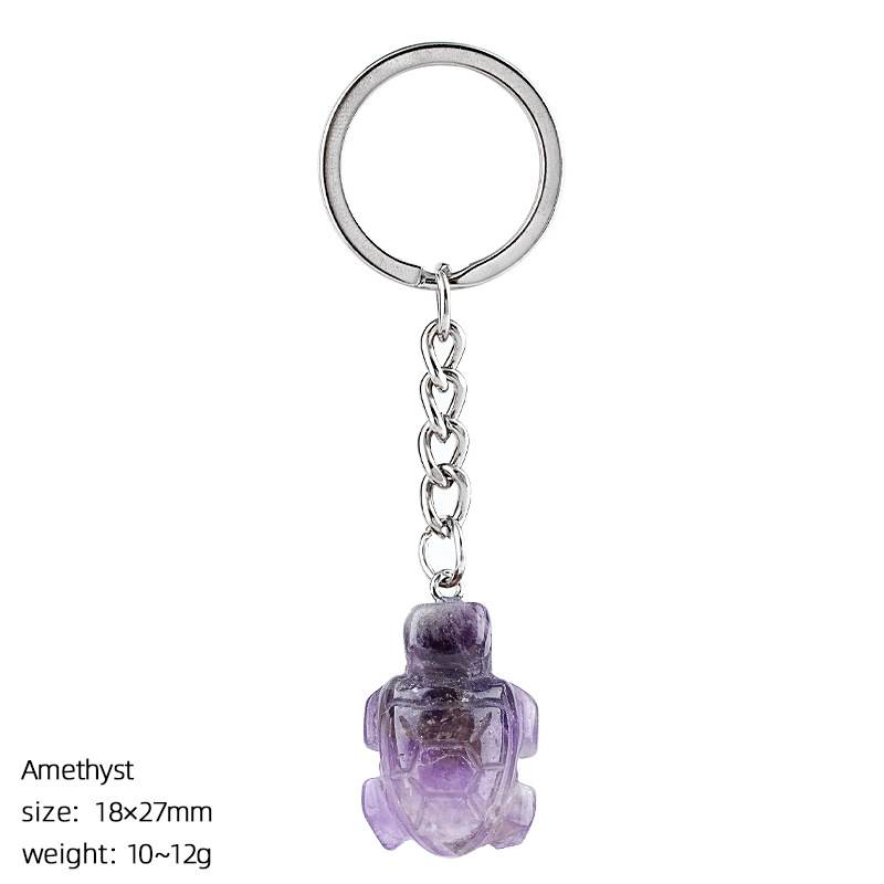 Amethyst turtle keychain