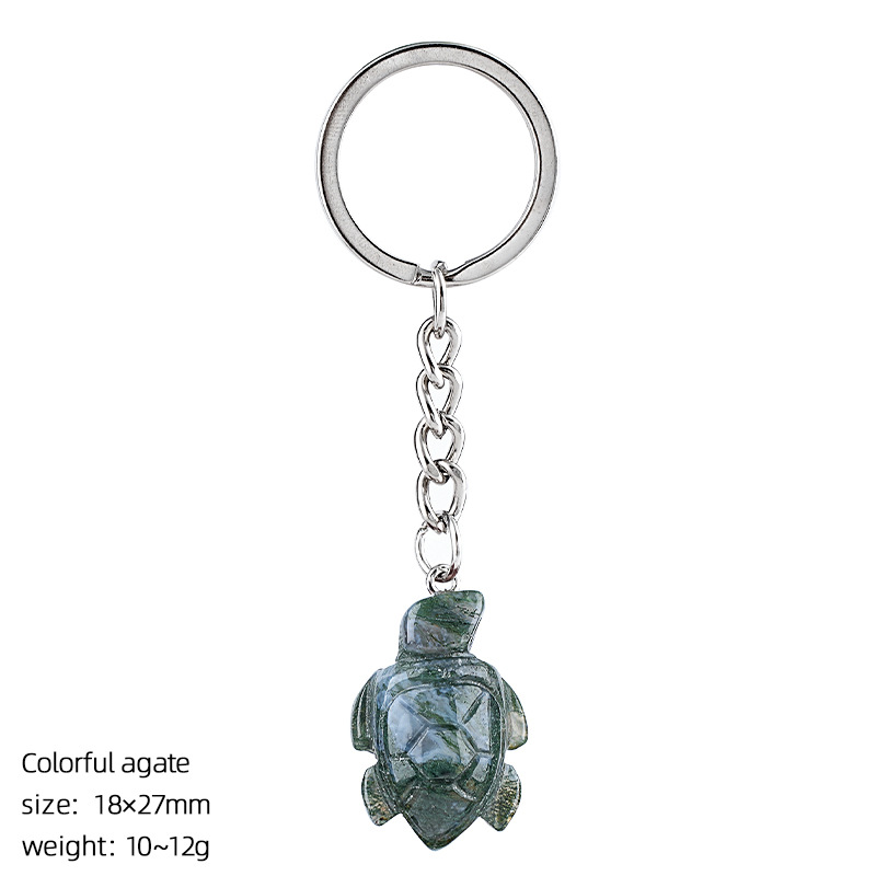 Indian agate turtle keychain
