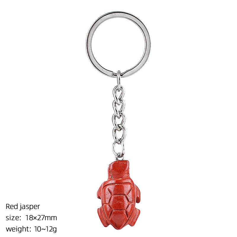 Red jasper turtle keychain