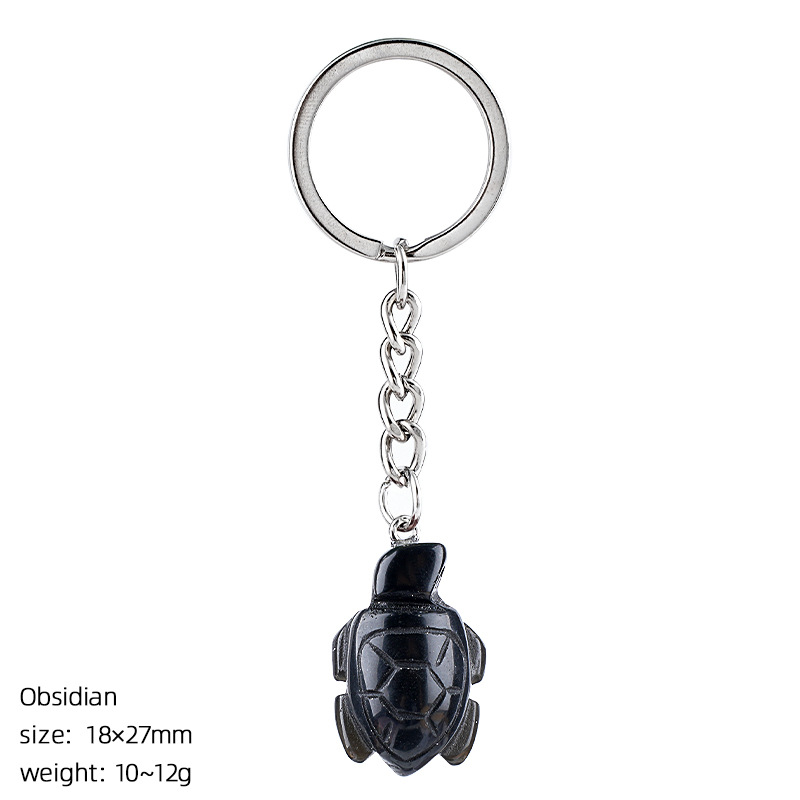 Obsidian turtle keychain