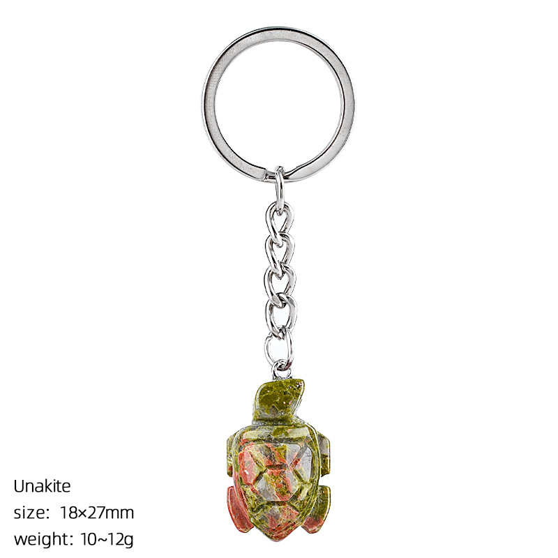 Flower green stone turtle keychain