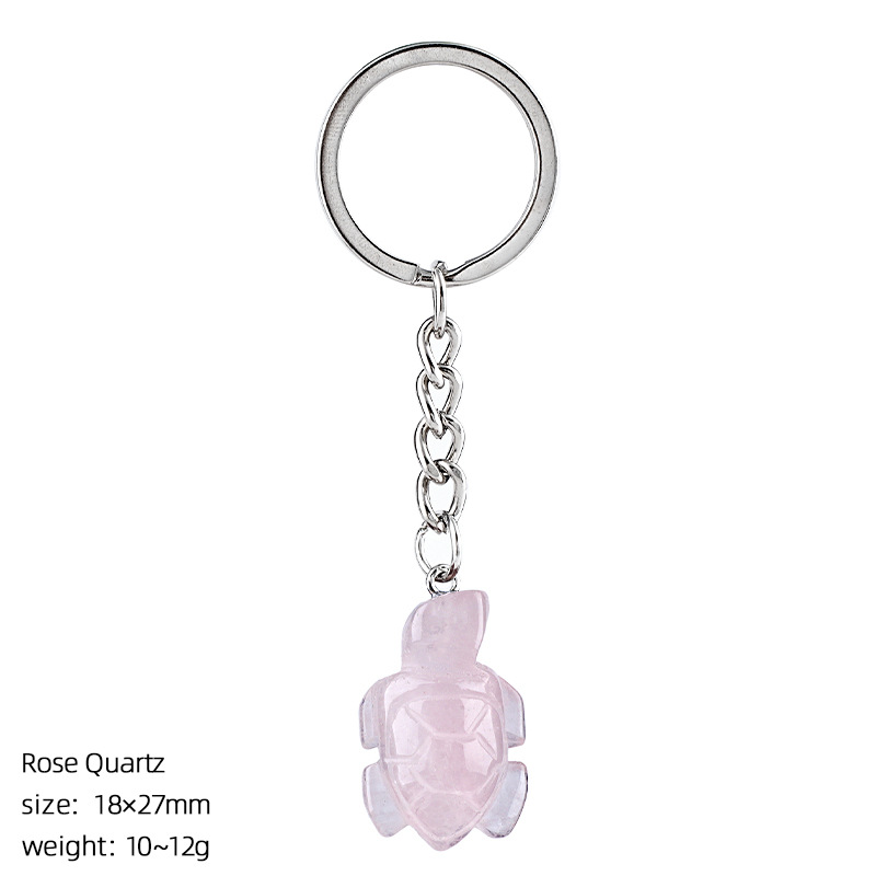 Pink crystal turtle keychain