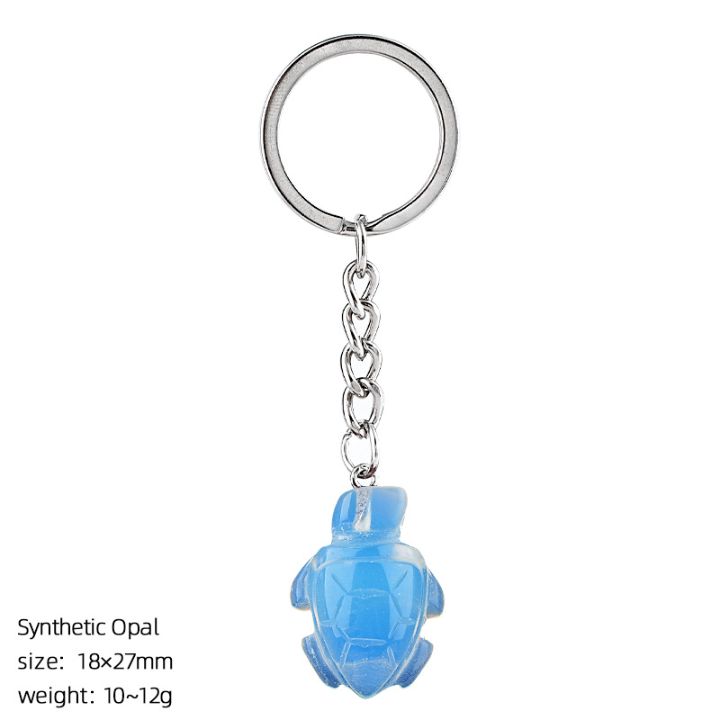 Opal (artificial) turtle keychain
