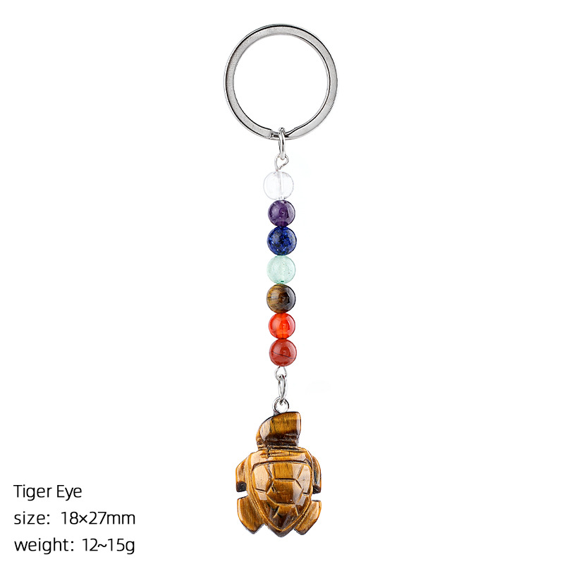 Tiger eye turtle keychain