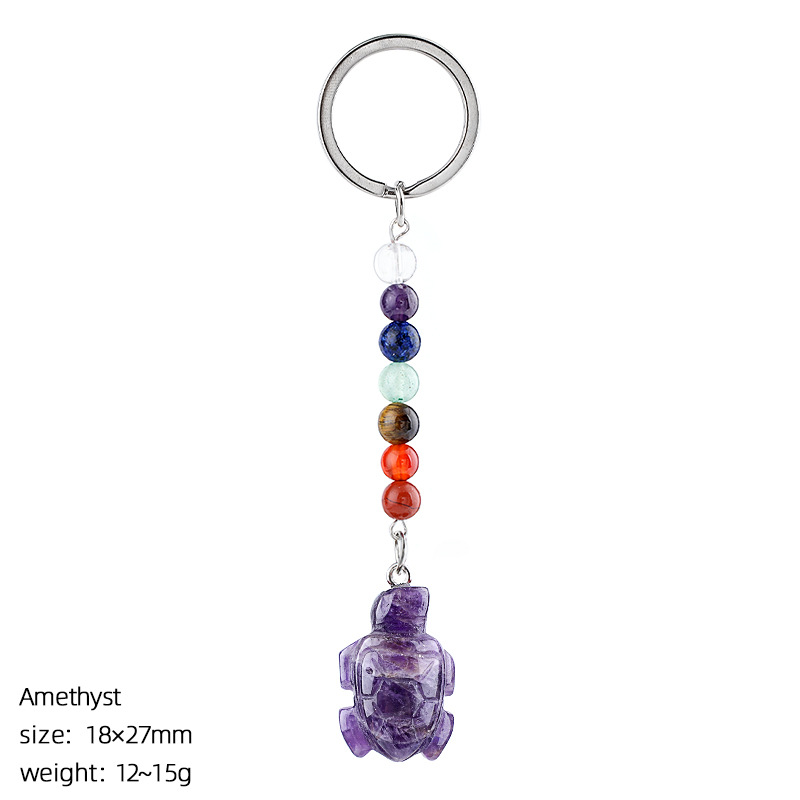 Amethyst turtle keychain