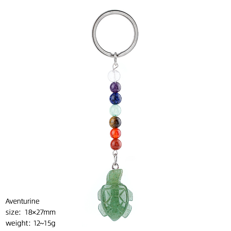 Green aventurine turtle keychain