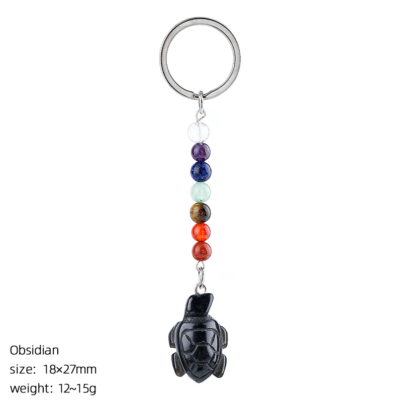Obsidian turtle keychain
