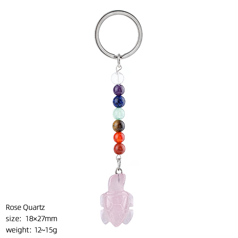 Pink crystal turtle keychain
