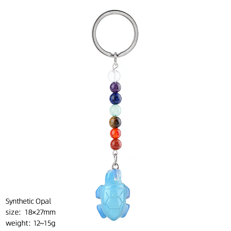 Opal (artificial) turtle keychain