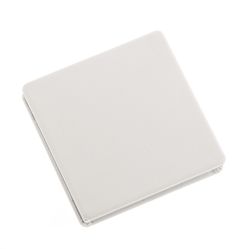 Square outer magnetic pu white leather cosmetic mirror 70*70mm