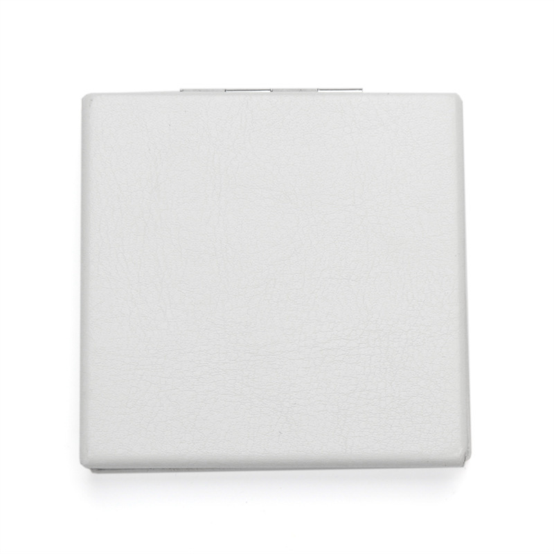 Square outer magnetic pu white leather cosmetic mirror 80*80mm