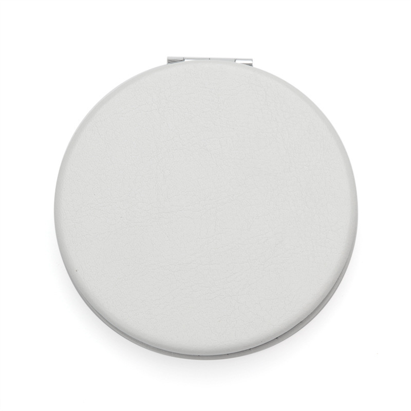 Round inner magnetic pu white leather cosmetic mirror 60*60mm