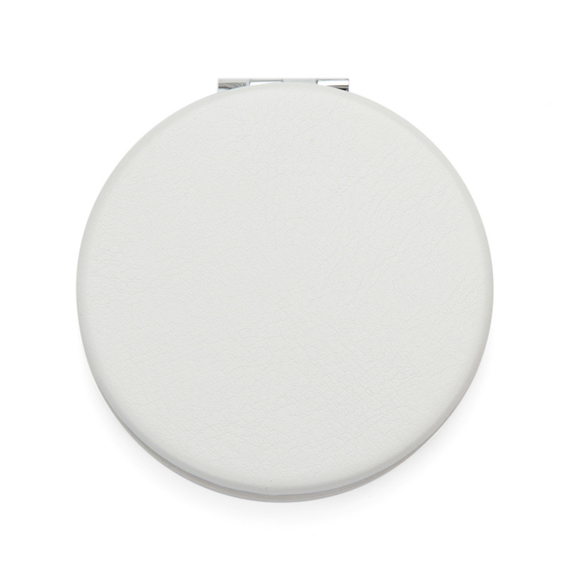 Round outer magnetic pu white leather cosmetic mirror 70*70mm