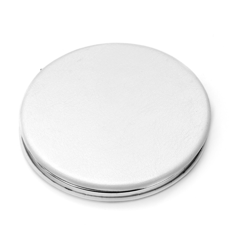 Round inner magnetic pu white leather cosmetic mirror 80*80mm
