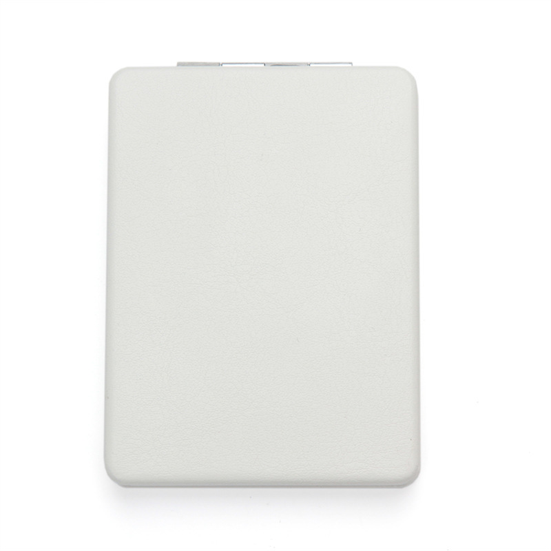 Rectangular external magnetic pu white leather cosmetic mirror 62*85mm
