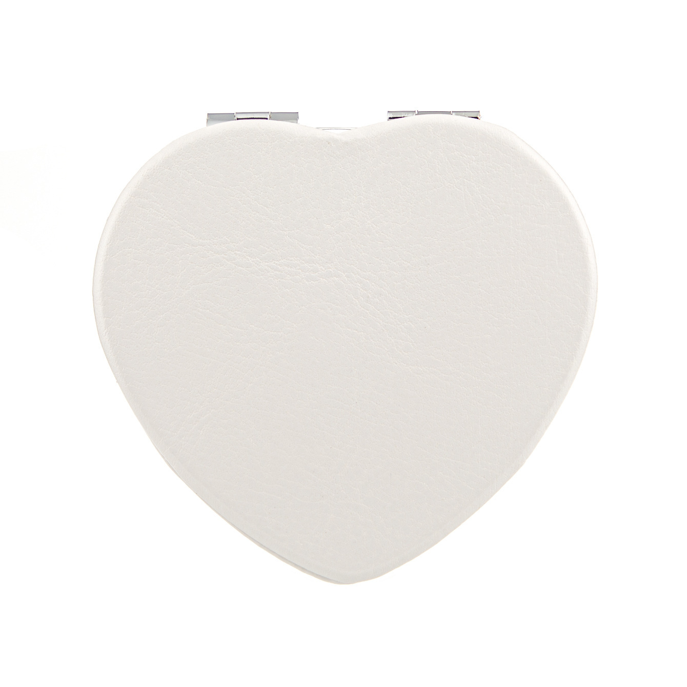 Heart-shaped external magnetic pu white leather cosmetic mirror 70*75mm