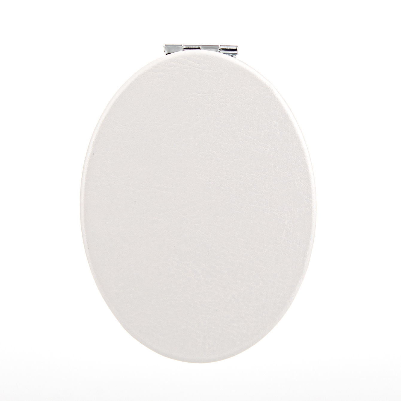 Oval outer magnetic pu white leather cosmetic mirror 60*85mm