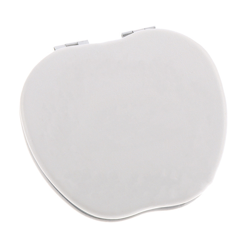 Apple-shaped pu white leather cosmetic mirror 65*75mm