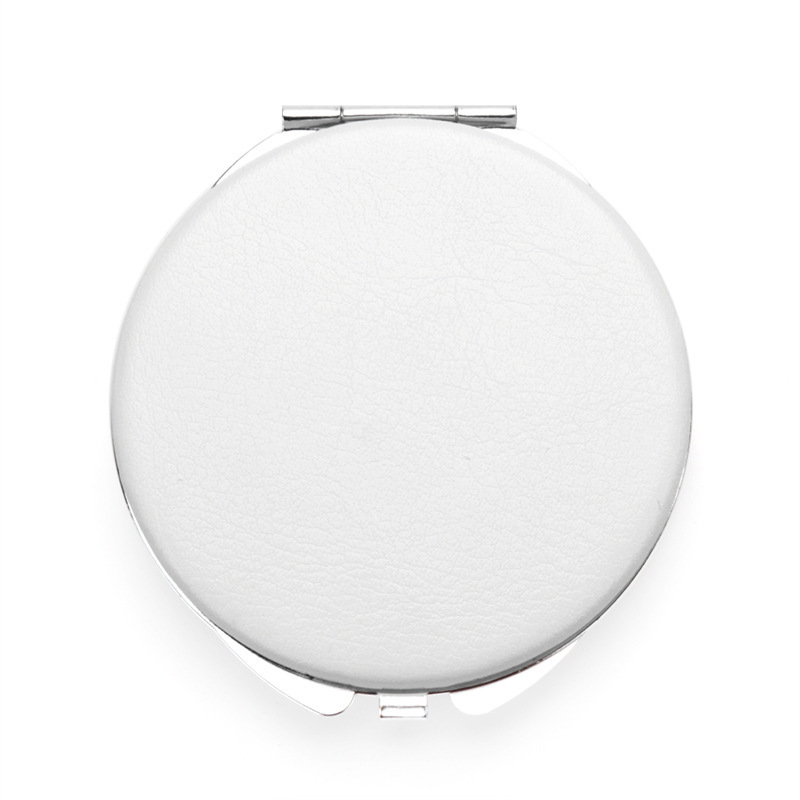Round buckle pu white leather cosmetic mirror 70*70mm