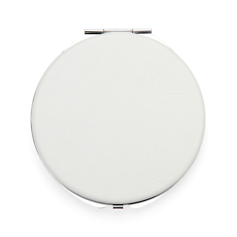 Round buckle pu white leather cosmetic mirror 80*80mm