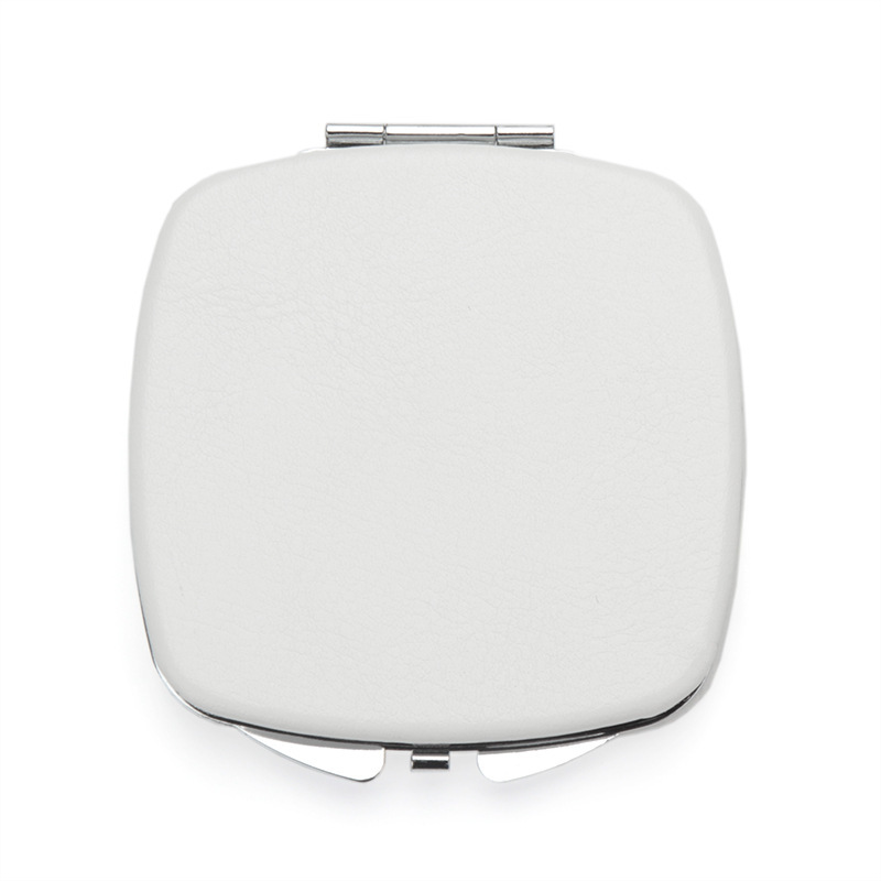 Rounded square buckle pu white leather cosmetic mirror 60*60mm