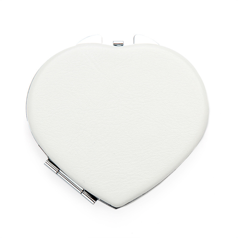 Heart-shaped buckle pu white leather cosmetic mirror 70*75mm