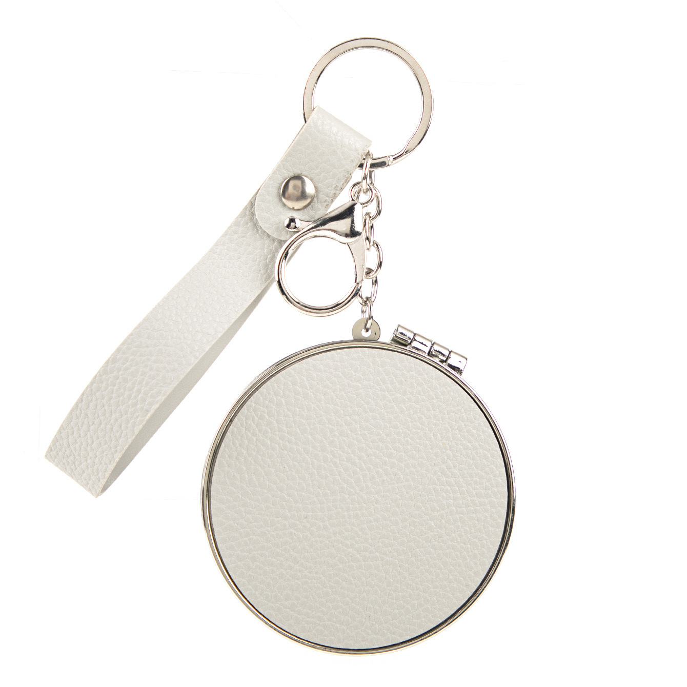 Round leather cord keychain cosmetic mirror 60*60mm