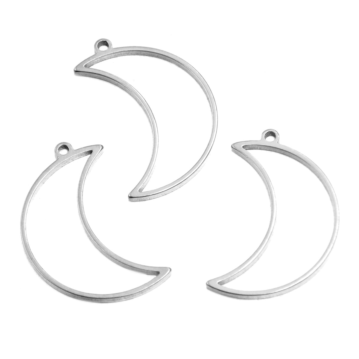 Steel color moon large 17x27x1.2mm0.7g