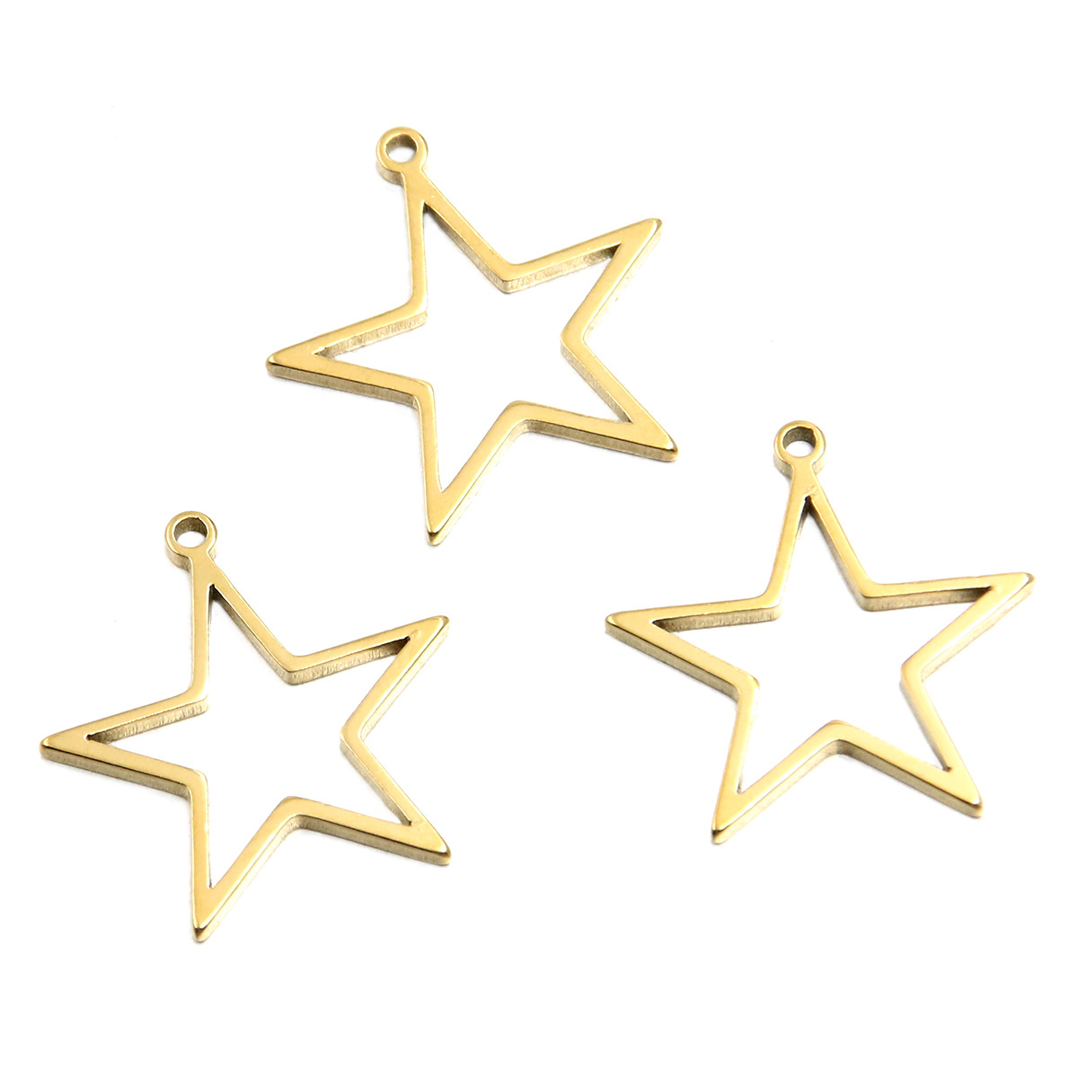 Golden five-pointed star size 20x23x1.2mm0.8g