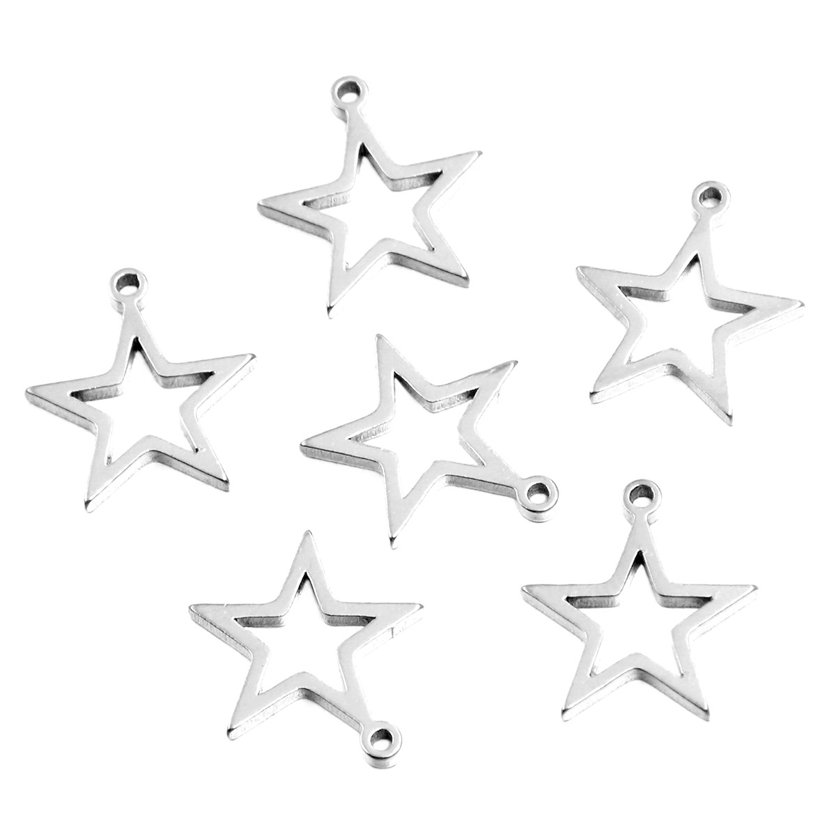 Steel color five-pointed star small 13x15x1.2mm0.4g