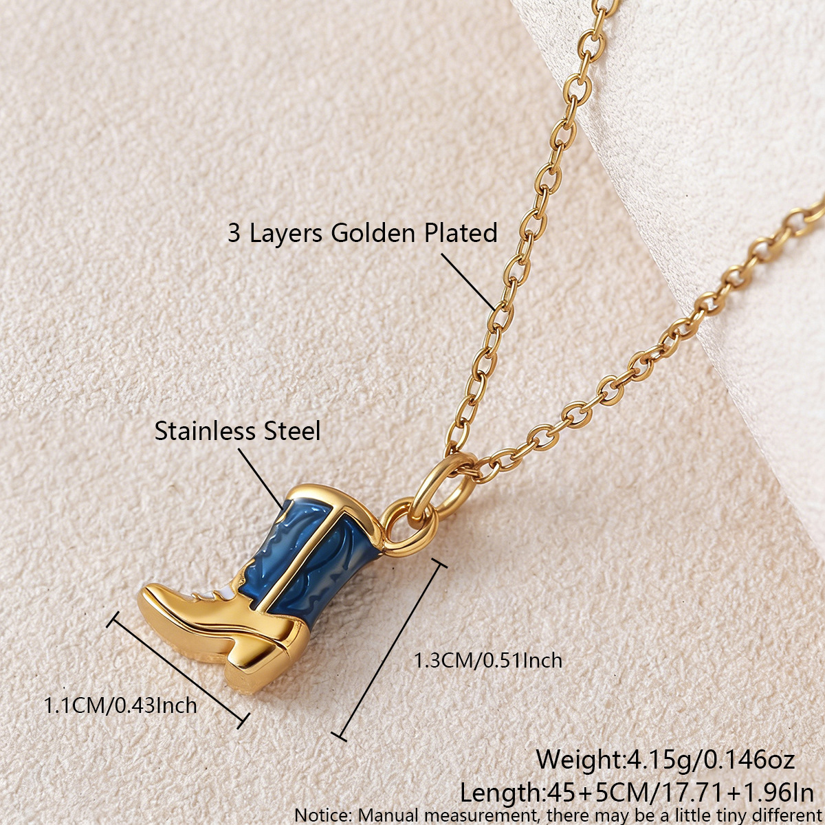 13*11mm blue boots necklace nao12-10