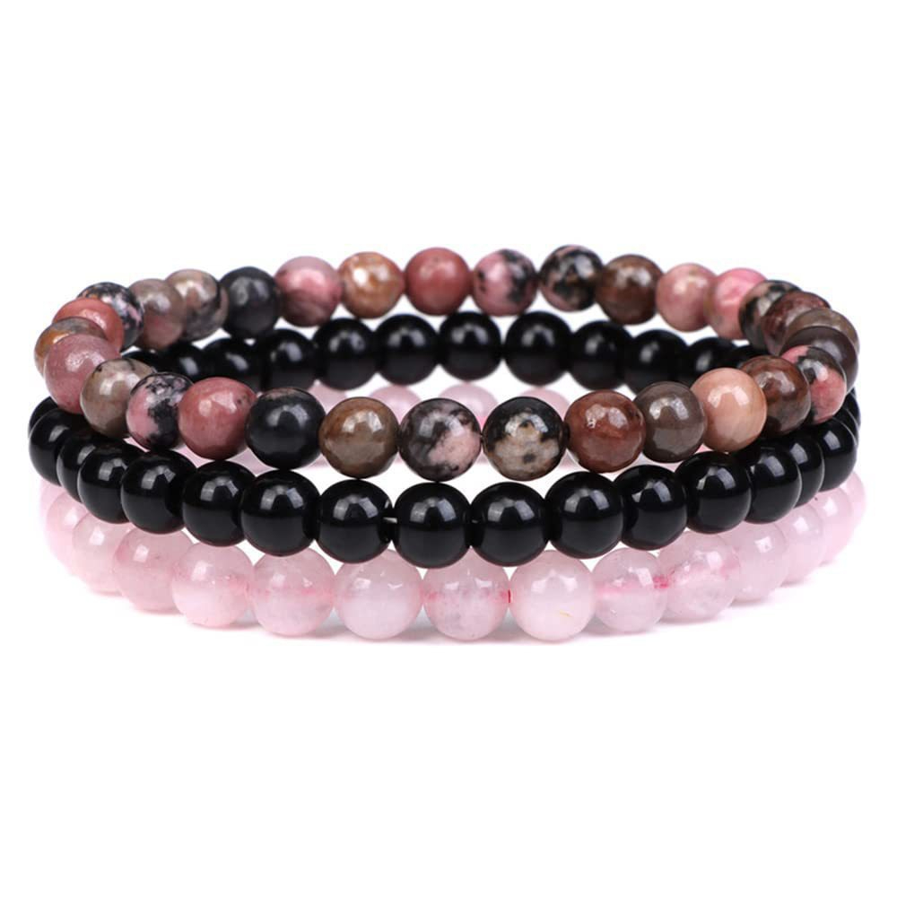 6mm Rhodonite blackstone rose quartz