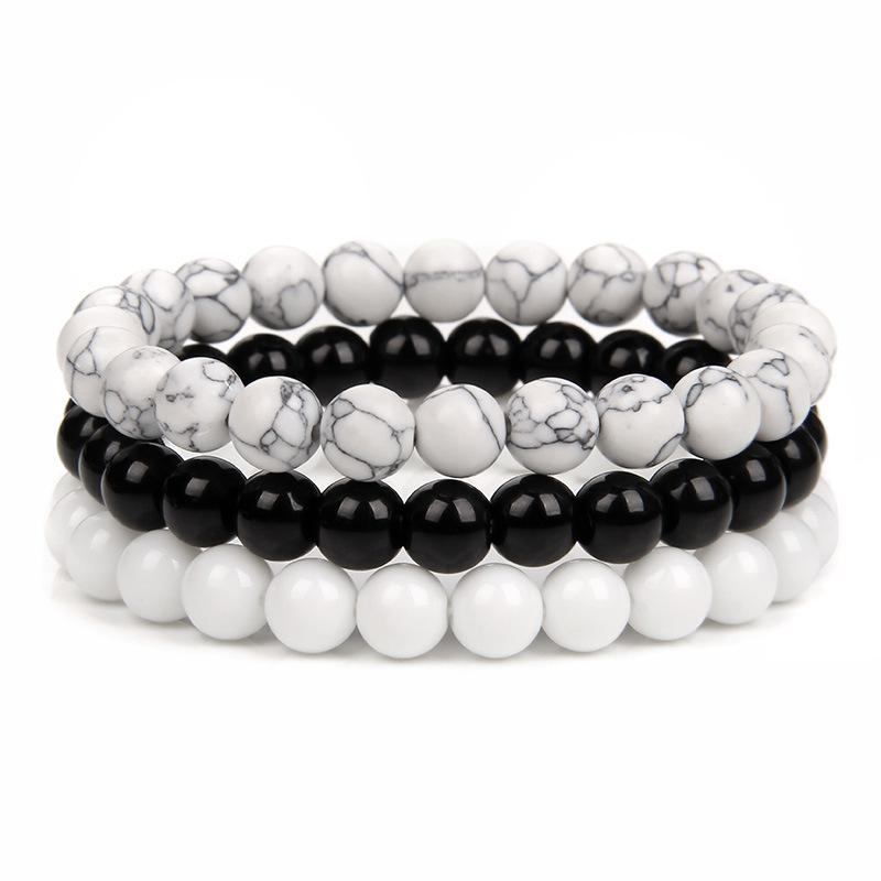 8mm Howlite Blackstone White porcelain