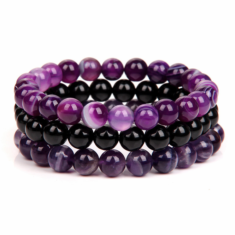 8mm Purple lace agete Blackstone Amethyst