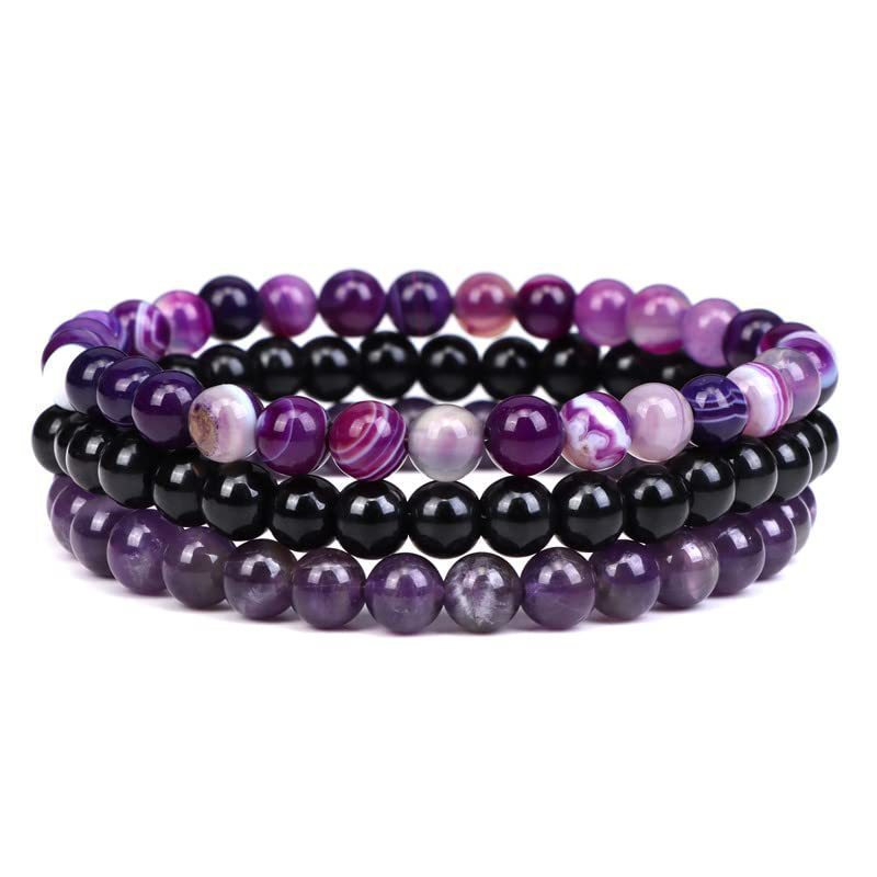 6mm Purple lace agete Blackstone Amethyst